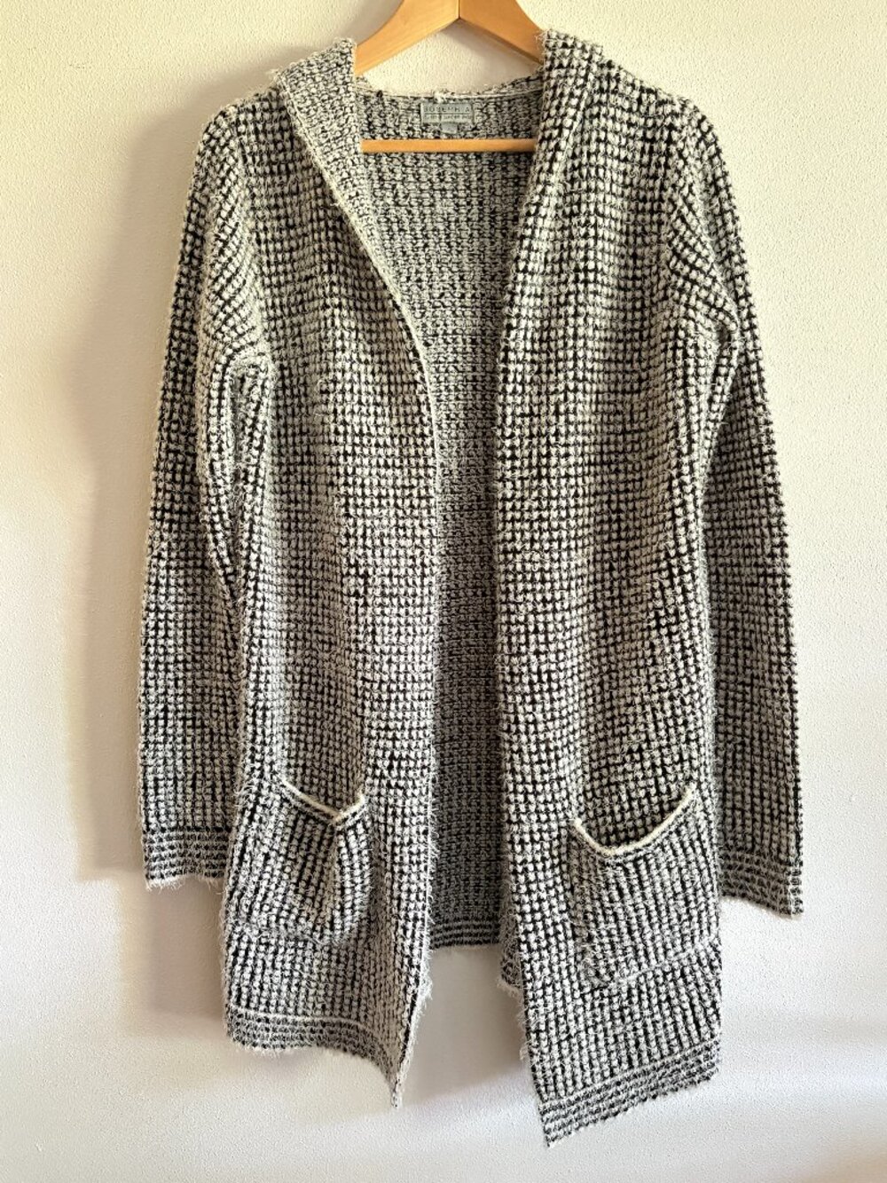 Joseph A. Open Front Hooded Long Duster Cardigan with Pockets – Size S